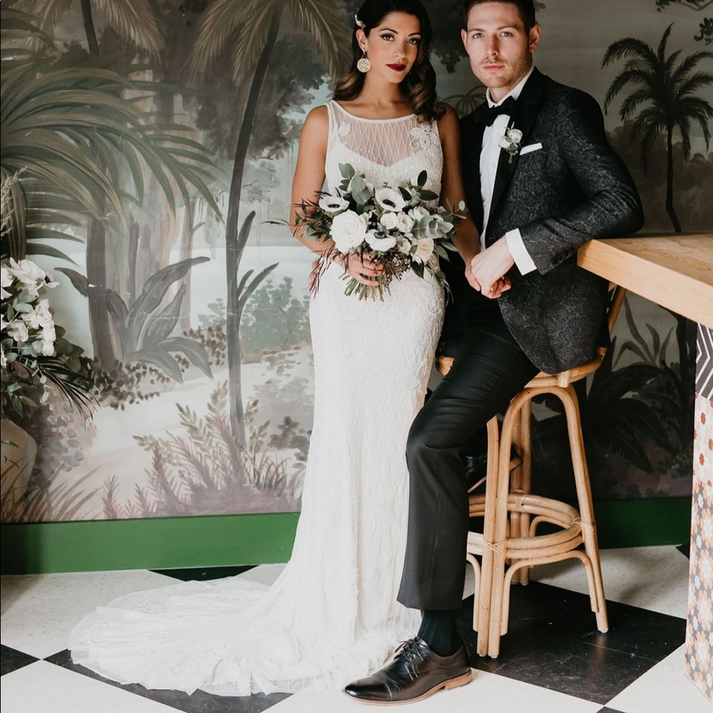 Theia hand embroidered mermaid wedding gown